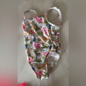 Old Navy Kids One Piece Swimsuit - Pink and Green Floral